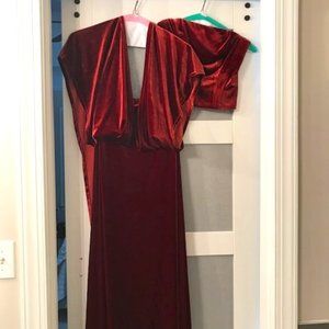 Rose color long velvet dress